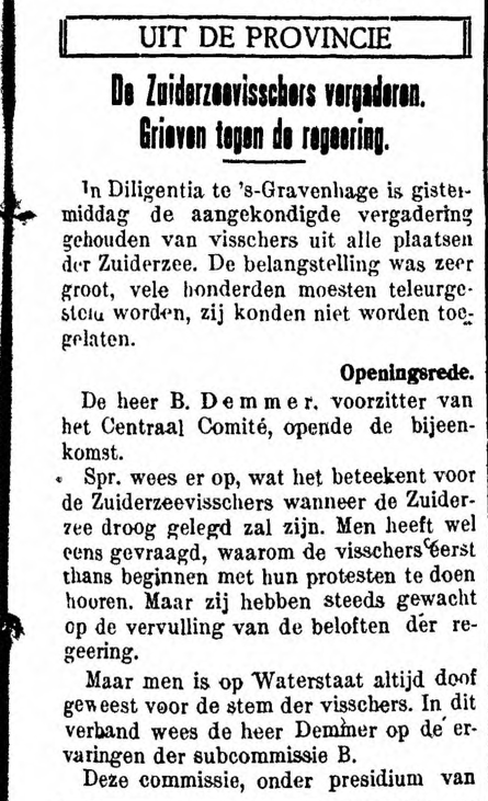 Kranten stuk protest zuiderzeevissers