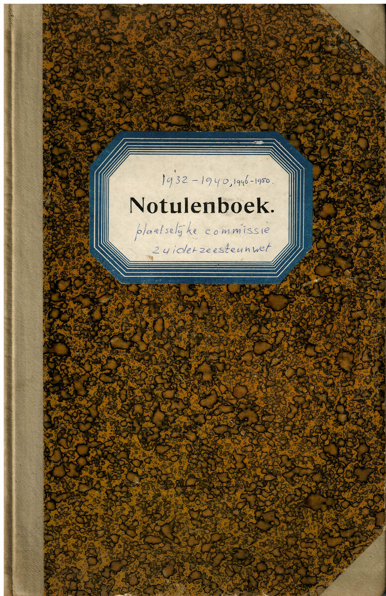 Omslag Notulenboek Plaatselijke Commissie Zuiderzeesteunwet Edam-Volendam