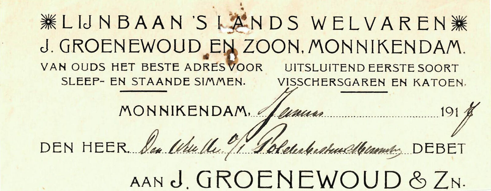 Briefhoofd Lijnbaan Groenewoud